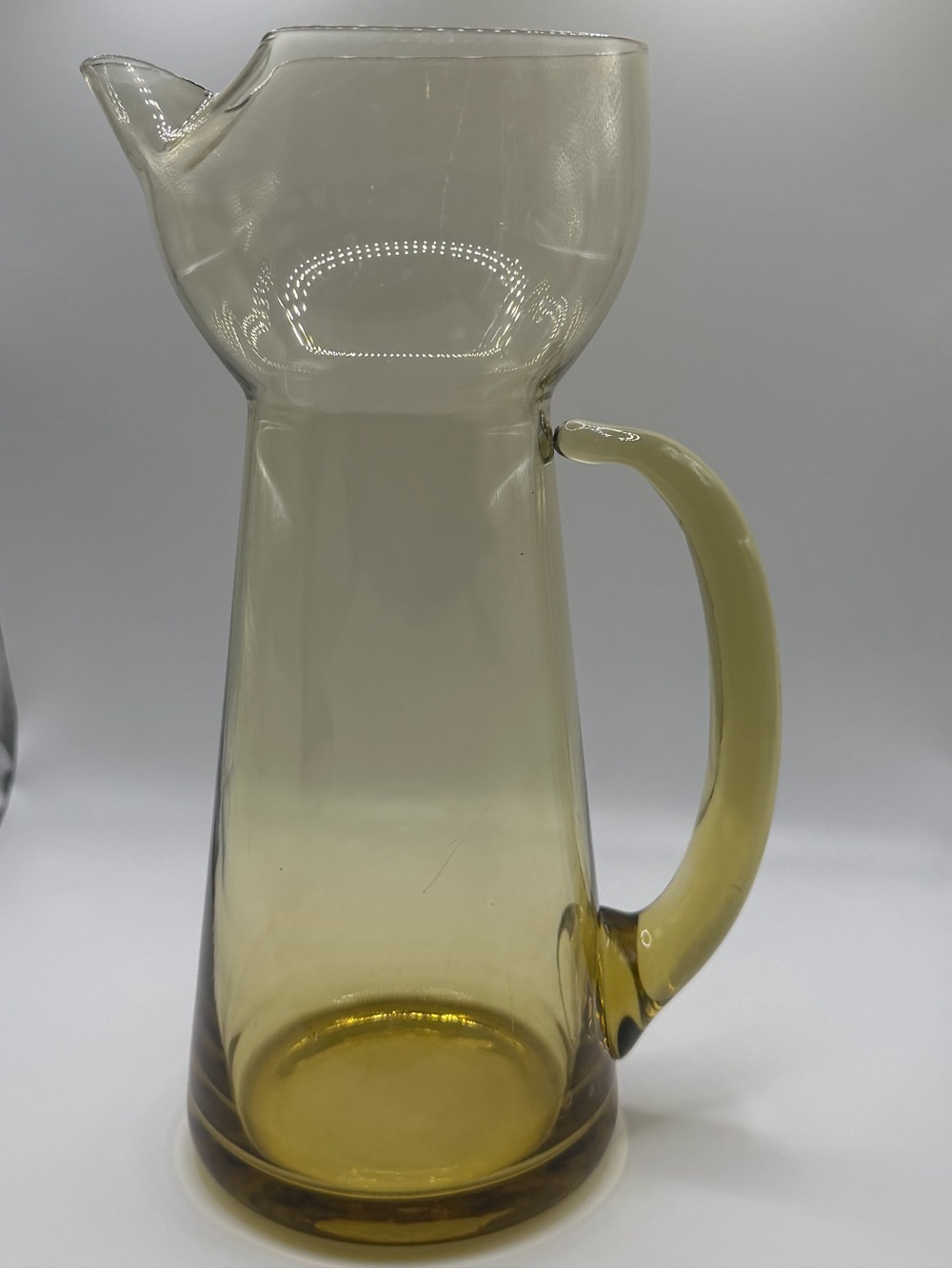 Vintage Amber Hand Blown Glass Pitcher